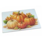 Elar Plus 20X30 cm - Isıya Dayanıklı Temperli Cam Kesme Tahtası - Sonbahar Balkabağı Desenli, Hijyenik Mutfak Tezgah Koruyucu ve Sunum Tablası