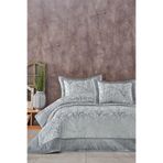 Elart Bahar Yatak Örtüsü Takımı Çift Kişilik Elyaf Dolgulu Pano Kadife (270x260 cm) Gümüş