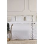 Elart Belissa Nevresim Takımı Çift Kişilik Lastikli Çarşaf %100 Pamuk Nakışlı (200X220 Cm) Pudra - 200 x 220 cm