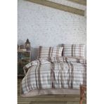 Elart Elart nevresim Takımı Çift Kişilik Kışlık Pamuk 4 Parça Flanel Ekose Kahve - 200 x 220 cm