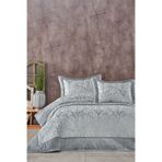 Elart Elyaf Dolgulu Pano Kadife Çift Kişilik Yatak Örtüsü Takımı Gümüş 260 x 270 Gümüş