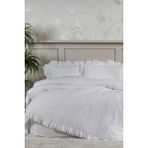Elart Lotus Nevresim Takımı King Size %100 Pamuk Ranforce Fırfırlı Lastikli Çarşaf (240X220 Cm) Beyaz - 240 x 220 cm