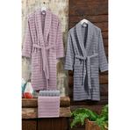 Elart Soft Bornoz Aile Seti Hamam Seti 4 Parça (70x135 cm) Gülkurusu-Gri