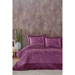 Elart Yatak Örtüsü Takımı Çift Kişilik Elyaf Dolgulu Pano Kadife Bahar Mürdüm - 260 x 270 cm