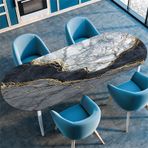 Elastik 3D Oval Masa Örtüsü Kaymaz Esnek Gömme Masa Örtüsü Yıkanabilir Mermer Taş Koruyucu Ev Otel Yemekleri Dış Mekan Bahçe için - 52"x108" (7 132x274 cm)