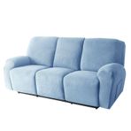 Elastik 8 Parça Recliner Koltuk Kılıfı Set, Cepli Yumuşak Kumaş, Evcil Hayvan ve Çocuk Dostu, 3 Kişilik Koruyucu - Gökyüzü Mavisi, Kolay Bakım için Streç Slipcover