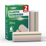 Elastik Bandaj Sargısı 15,24 cm Genişliğinde, 2'li Paket | Yüksek Performanslı Sıkıştırma Bandaj Sargısı | Tekrar Kullanılabilir | Bacaklar, Ayak Bileği, Diz, Karın, Vücut, Bilek için Mükemmel