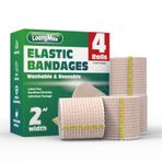 Elastik Bandaj Sargısı 2" Geniş, 4'lü Paket | Yüksek Performanslı Sıkıştırma Bandaj Sargısı | Tekrar Kullanılabilir | Bacaklar, Ayak Bileği, Diz, Karın, Vücut, Bilek için Mükemmel Esneklik | Spor ve