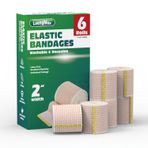 Elastik Bandaj Sargısı 2" Geniş, 6'lı Paket | Yüksek Performanslı Sıkıştırma Bandaj Sargısı | Tekrar Kullanılabilir | Bacaklar, Ayak Bileği, Diz, Karın, Vücut, Bilek için Mükemmel Esneklik | Spor ve