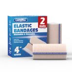 Elastik Bandaj Sargısı 4 inç Genişlik, 2'li Paket | Yüksek Performanslı Sıkıştırma Bandaj Sargısı | Tekrar Kullanılabilir | Bacaklar, Ayak Bileği, Diz, Karın, Vücut, Bilek için Mükemmel Esneklik |