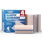 Elastik Bandaj Sargısı 4 inç Genişlik, 4'lü Paket | Yüksek Performanslı Sıkıştırma Bandaj Sargısı | Tekrar Kullanılabilir | Bacaklar, Ayak Bileği, Diz, Karın, Vücut, Bilek için Mükemmel Esneklik |