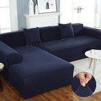 Elastik Esnek Koltuk Kılıfı, Lacivert, 5 Kişilik Oturaklı (310-360 cm), Oturma Odası için Dört Mevsim Koruması, Kalın Düz Renk, Köşe Koltuk Kılıfı, Kurulumu Kolay