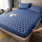 Elastik Lastikli Çarşaf Seti Boxspring Yatak için (160 x 200 cm) - Elmas Desenli Düz Renk - Üstün Konfor ve Stil için Yumuşak Mavi Deniz Yatak Örtüleri