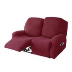 Elastik Recliner Koltuk Kılıfı, Kaymaz 2 Kişilik Koruyucu, Streç Mobilya Terlik, Tam Kapak Geri Çekilebilir Sandalye Örtüsü (Şarap Kırmızısı)
