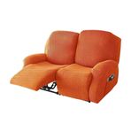 Elastik Recliner Sandalye Örtüsü, 1/2/3 Koltuk için Streç Kanepe Örtüsü, Geri Çekenler için Tam Koltuk Koruyucu, Kaymaz Tasarım (Turuncu, 2 Koltuk)