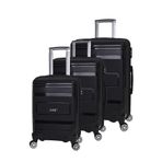 Elatae V305 Premium Polipropilen Kırılmaz Siyah 3'lü Valiz Seti