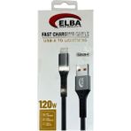 Elba Elb120-4 120W Lightning To Usb 1Mt Siyah Örgülü Şarj Kablosu ( Data Veri)