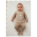Elbebek Baby %100 Pamuk Ayı Kardeşler Baskılı Yenidoğan Patikli Takım ( 0-3 Ay)