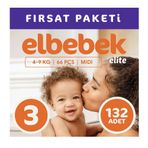 Elbebek Elite No:3 Midi 132 Adet Bebek Bezi