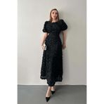 Elbee Fashion Woman Siyah Güllü Elbise