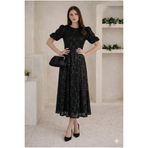 Elbee Fashion Woman Siyah Midi Boy Pul Payet Elbise