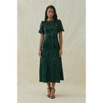 Elbee Fashion Woman Zümrüt Midi Boy Pul Payet Elbise