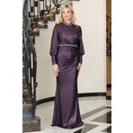 ELBENMODA Beli Yakası Taşlı, Eteği Kuyrukulu Tesettür Abiye Elbise Hürrem