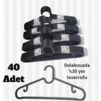 Elbise 40 Adet Elbise Askısı Etek Askısı Pantolon Askısı Bluz Askısı 40 Adet Siyah 38 Plastik Tr