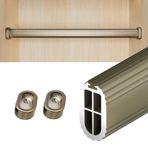 Elbise Askı Borusu Gardırop Için Kalın Askı Rayı, 60 70 80 90 100 110 120 130 Cm Uzunluğunda Gardırop Rayları Ve Bağlantı Parçaları, Metal Elbise Askı Direği Duvara Monte(Champagne,65cm)