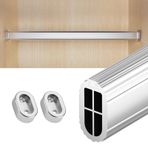 Elbise Askı Borusu Gardırop Için Kalın Askı Rayı, 60 70 80 90 100 110 120 130 Cm Uzunluğunda Gardırop Rayları Ve Bağlantı Parçaları, Metal Elbise Askı Direği Duvara Monte(Silver,65cm)