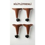 elbse Kilitli/frenli Tekerlekli Sehpa Masa Ayağı,akıllı Sehpa Ayağı, Sihirli Sehpa Ayağı Siyah 4 Adet 360 Derece 20 cm - Kahverengi - 4lü