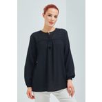 Elçelya Moda Kadın Siyah Şile Bezi Anne Penye Bluz