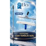 Elcy 2 Metre Telekopik Uzayabilen Metal Sap 35 cm Cam Peluş ve Cam Çekçeği - Beyaz