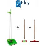 Elcy 3 Lü Temizlik Seti Ahşap Saplı Fırça Çekpas Çekçek Lux Katlanabilir Faraş - Yeşil - renk