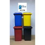 Elcy 4 Adet 60 Lt Plastik Çöp Konteyneri Siyah-Kırmızı-Mavi-Sarı