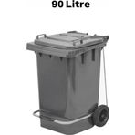 ELCY 90 Litre Tıbbi Atık Plastik Pedallı Çöp Konteyneri Gri Isıya Karşı Dayanıklı A Kalite