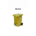 ELCY 90 Litre Tıbbi Atık Plastik Pedallı Çöp Konteyneri Sarı Isıya Karşı Dayanıklı A Kalite