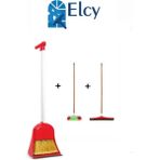 Elcy Hazneli Süpürgeli Faraş Seti Ahşap Saplı Temizlik Takımı Ile Birlikte - Renkli