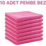 Elcy Mikrofiber Temizlik Bezi 10'lu 40X40 Mutfak Yer Banyo Temizleme Bezi Havlu Bez Pembe Renk
