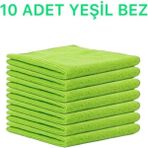 Elcy Mikrofiber Temizlik Bezi 10'lu 40X40 Mutfak Yer Banyo Temizleme Bezi Havlu Bez Yesil Renk - Yeşil