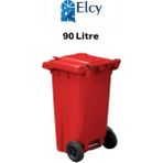 Elcy Tıbbi Atık Plastik Çöp Konteyneri Kırmızı 90LT Plastik Konteyner Isıya Karşı Dayanıklı