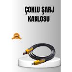 Eldenör 65W 4’ü 1 Arada Örgülü Hızlı Şarj Kablosu USB-C USB-A Çoklu Şarj Dayanıklı