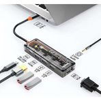 Eldenör ALLY 6in1 Type-c To USB3.0 + USB2.0 + Type-c PD 100W + HDMI + VGA + 3.5mm Çoğaltıc Transparanı Hub-(5775)
