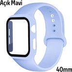 Eldenör ALLY Apple Watch 4-5-6 40mm Silikon Kordon Kayış ve Ekran Koruyucu Kılıf-(5775)