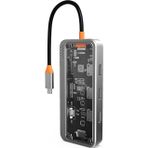 Eldenör ALLY SW1V-PRO Type-c To USB3.0 3adet+ 3.5mm+ HDMI+ VGA+ SD + TF + Ethernet Çoğaltıcı Transparan Hub-(5775)