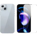 Eldenör Baseus iPhone 15 Plus Schott Serisi Şeffaf Silikon Kılıf + Tempered Ekran Koruyucu Set-(5775)