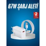 Eldenör Hızlı Şarj Aleti Adaptörü Kablo Seti 67W Uzun Ömürlü Beyaz