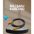 Eldenör Hızlı Şarj Destekli 65W Örgülü USB-C ve USB-A Çoklu Şarj Kablosu