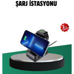 Eldenör Kablosuz Şarjlı Dijital Masa Saati – 3 Parlaklık Seviyeli LED, Hızlı Şarj, Apple Uyumlu