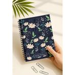 Eldesen Tasarım Planlayıcı A5 Defter 100 Günlük Beyaz Çiçekli Esnek Karton Kapaklı Orta Boy Notlar ve Yapılacaklar